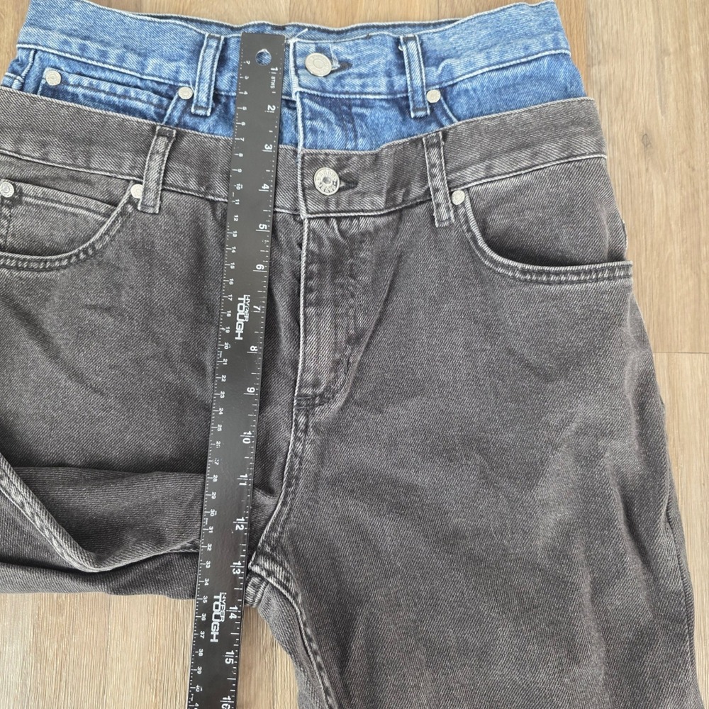 Sandro Paris Straight Leg Denim Jeans Charcoal Gray Blue Double Waist Sz 38 US 6 - Picture 9 of 11
